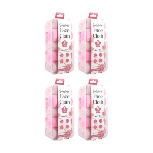 4x 5pc Swisscare Microfibre Antibacterial Reusable Face Cloth 28x18cm