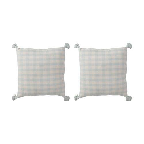 2PK LVD Thyme Blue Checkered Decorative Home/Living Decor Cushion/Pillow 50x50cm
