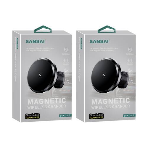 2PK Sansai Magnetic Car Charger MagSafe Compatible Fast Wireless 15W