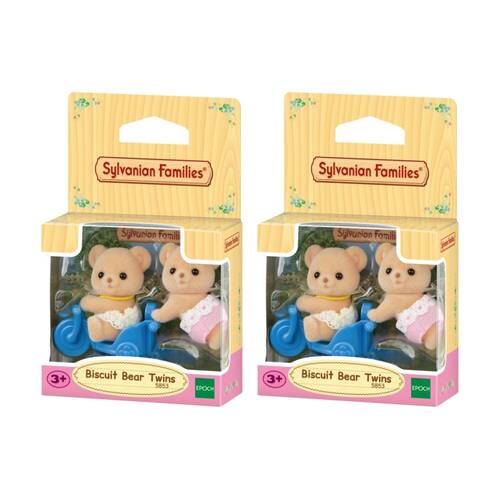 2PK Sylvanian Families Biscuit Bear Twins Figurine Kids/Toddler Toy 3y+