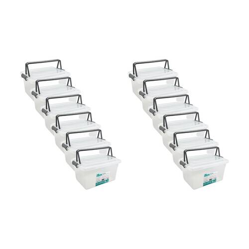 12PK iBox Medium Plastic Storage Box W/ Lid & Handle 27x19x15cm 4L Assorted