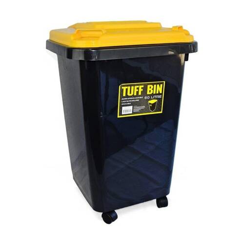 Braz 60L Rubbish & Waste Outdoor Wheely Bin W/ Lid Wheels Black