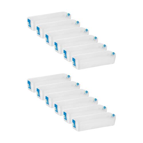 12x 3pc Store More Plastic Storage Drawer Organiser Trays 26x8x4cm Clear