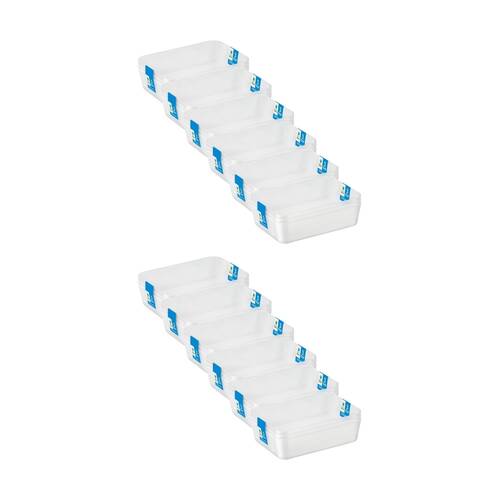 12x 3pc Store More Plastic Storage Drawer Organiser Trays 18x13x4cm Clear
