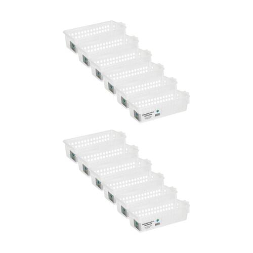 12PK Braz Home Organisation Storage Vienna Basket W/ Handles 33x12x8cm White