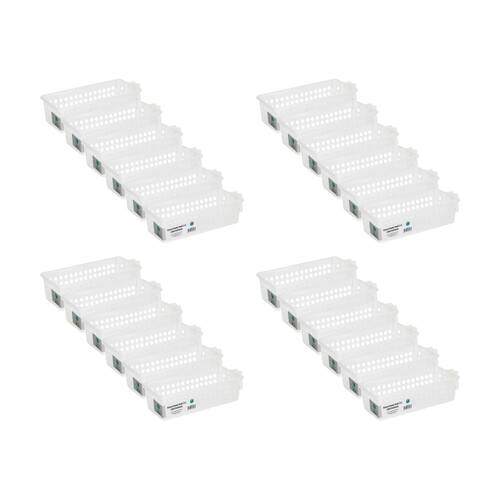 24PK Braz Home Organisation Storage Vienna Basket W/ Handles 33x12x8cm White