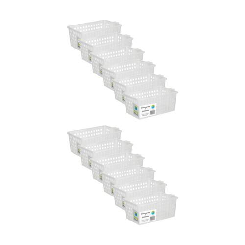 12PK Braz Home Organisation Storage Vienna Basket W/ Handles 4L 29x16x11cm White
