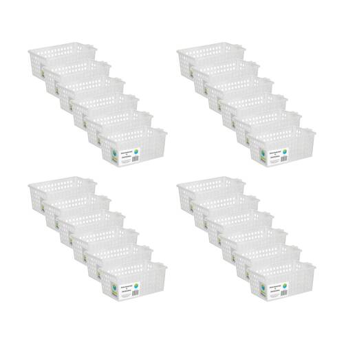 24PK Braz Home Organisation Storage Vienna Basket W/ Handles 4L 29x16x11cm White