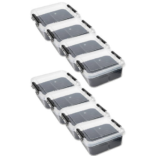 8PK Braz Plastic 5 Compartment Storage Container W/ Secure Clip Lid 5L Assorted