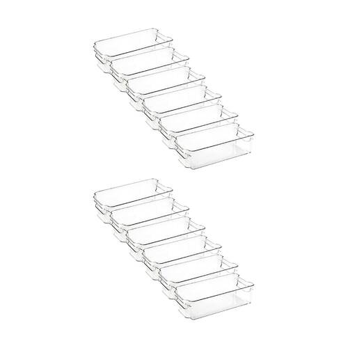 12PK Braz Small Stack Food Storage Container Bin W/ Handles 32x15.5x9cm Clear