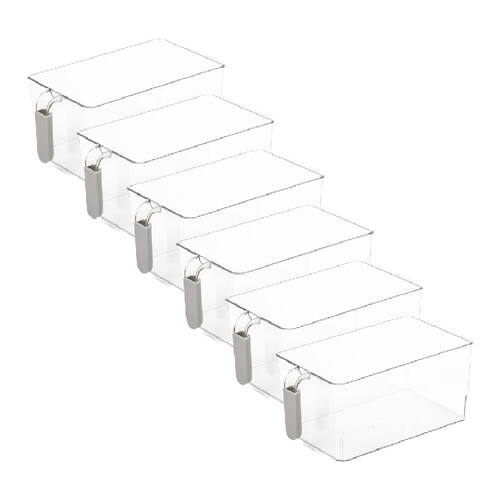 6PK Braz Stack Food Drink Storage Container Basket W/ Handle 30.5x17.8x11.2cm