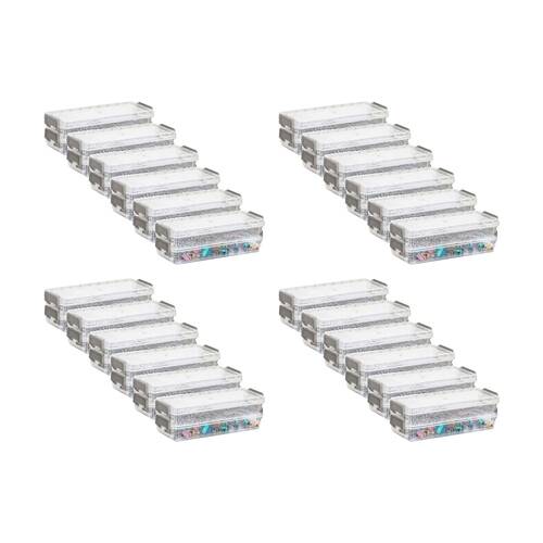 24x 2pc Braz Plastic Stack Container Storage Box W/ Clip on Lid 20x8x6cm Clear