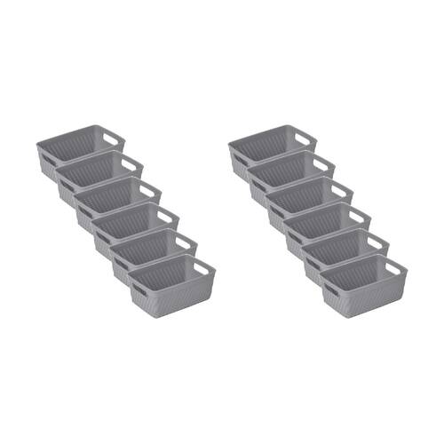 12PK Braz Home Organisation Plastic Thatch Storage Basket 16x10x7cm 1L Assorted
