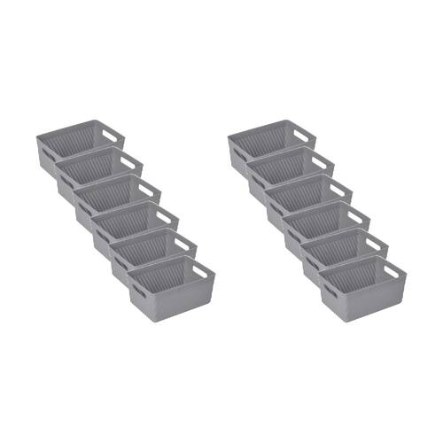 12PK Braz Home Organisation Plastic Thatch Storage Basket 21x15x9cm 3L Assorted