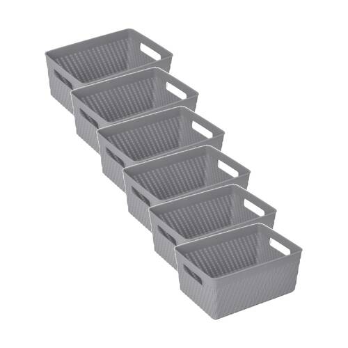 6PK Braz Home Organisation Plastic Thatch Storage Basket 21x15x9cm 3L Assorted