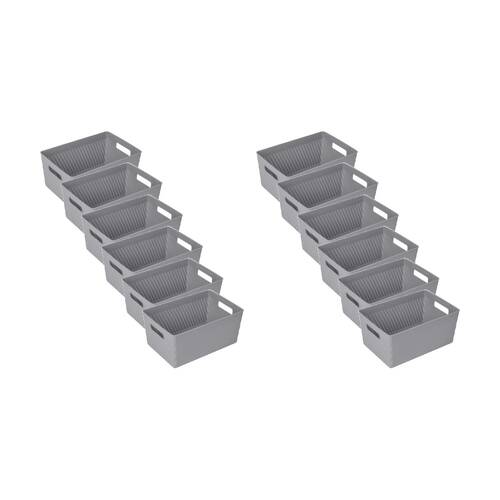 12PK Braz Home Organisation Plastic Thatch Storage Basket 25x17x12cm 5L Assorted