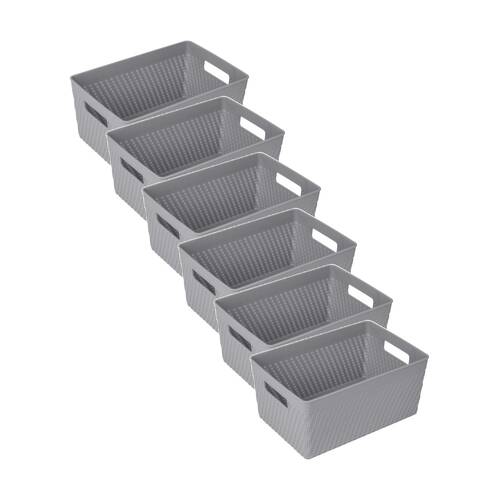 6PK Braz Home Organisation Plastic Thatch Storage Basket 25x17x12cm 5L Assorted