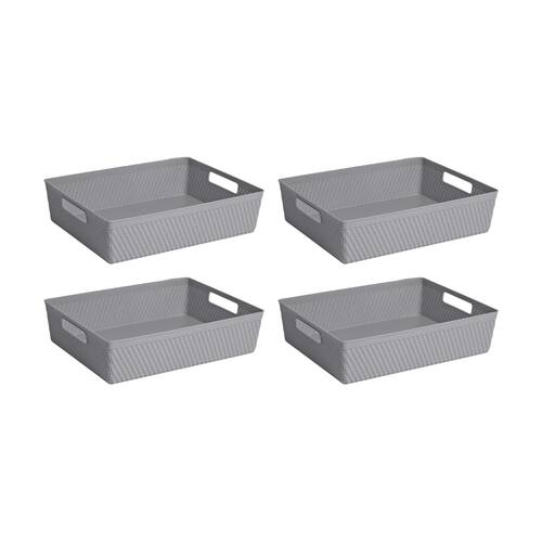 4PK Braz Home Organisation Plastic Thatch Storage Basket 32x25x9cm 7L Assorted