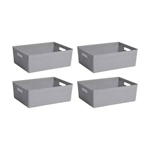 4PK Braz Home Organisation Plastic Thatch Storage Basket 35x26x12cm 11L Assorted