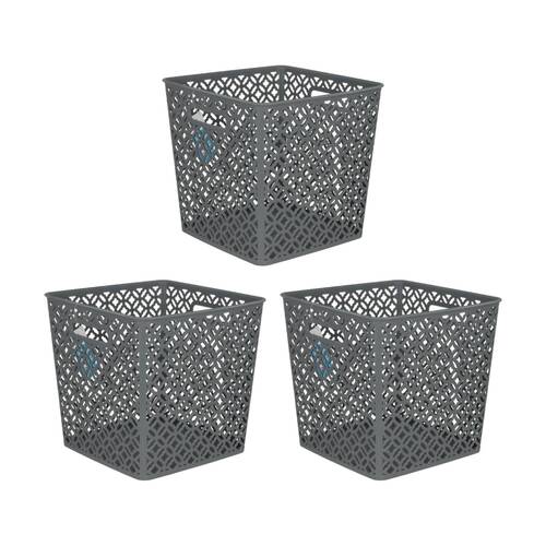 3PK Braz Home Organisation Plastic Batik Storage Basket 29x29x28cm 19L Assorted