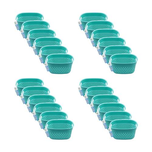 24PK Braz Home Organisation Plastic Storage Belle Basket Rect 23x17x12cm Assrtd