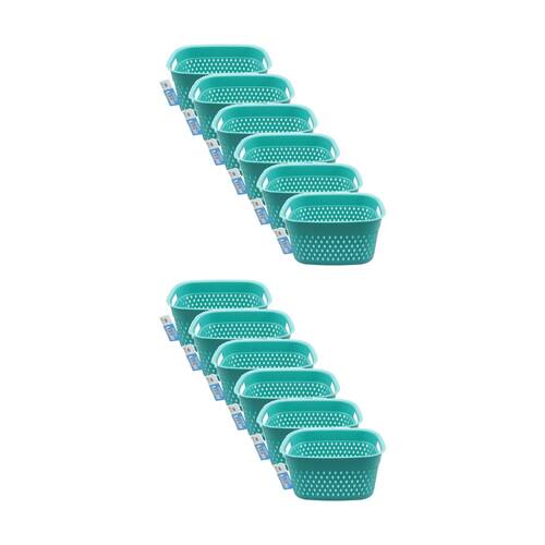 12PK Braz Home Organisation Plastic Storage Belle Basket Rect 28x21x15cm Assrtd
