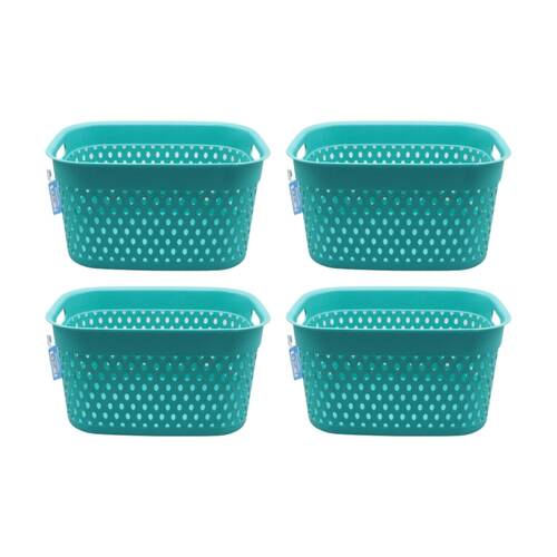 4PK Braz Home Organisation Plastic Storage Belle Basket Rect 33x23x18cm Assorted
