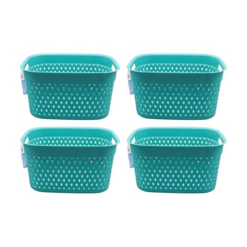 4PK Braz Home Organisation Plastic Storage Belle Basket Rect 37x28x22cm Assorted