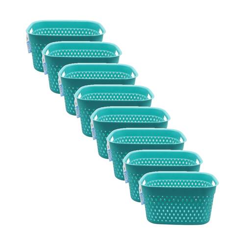 8PK Braz Home Organisation Plastic Storage Belle Basket Rect 37x28x22cm Assorted