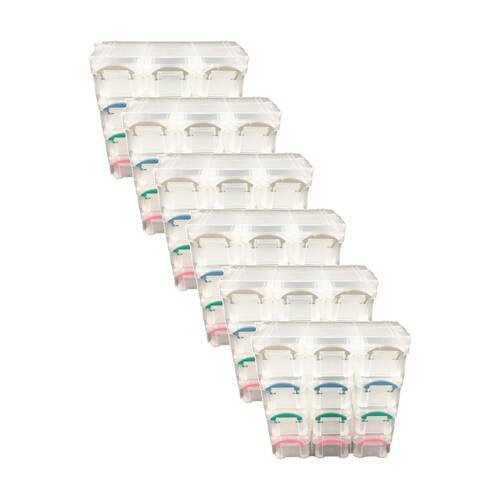 6PK Braz Plastic Clip Storage Unit 12 Section Organiser W/ Coloured Handles