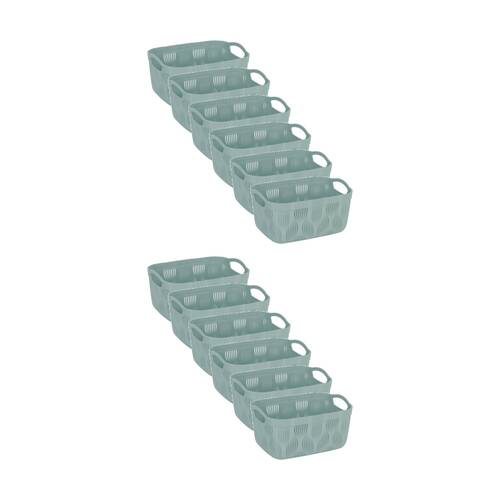 12PK Braz Home Organisation Plastic Storage Basket Wave 3.2L Leaf Design Assrtd