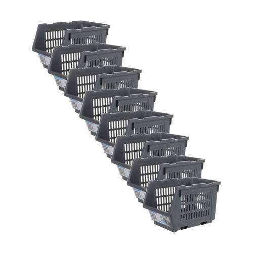 8PK Braz Ventilated Plastic Stackable Nesting Storage Basket Small Assorted