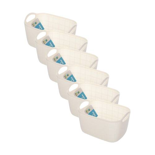 6PK Braz Home Organisation Fabric Storage Jute Basket 24x16.5cm 3L Assorted