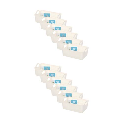 12PK Braz Home Organisation Fabric Storage Jute Tray Small 19x12.5x8.5cm Assrtd