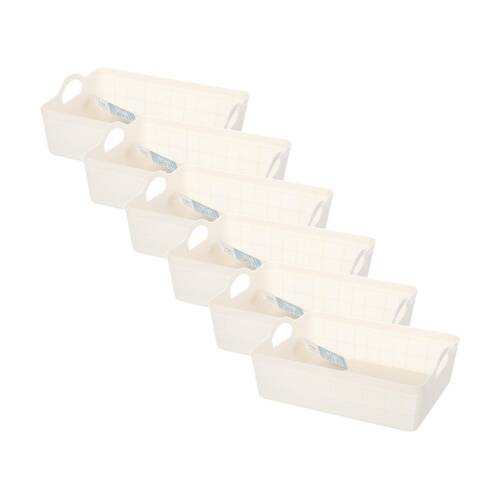 6PK Braz Home Organisation Fabric Storage Jute Tray Medium 27x19.5x9.3cm Assrtd