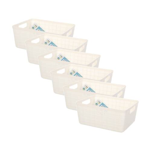 6PK Braz Home Organisation Fabric Storage Jute Basket 24x18.5x10cm 4L Assorted
