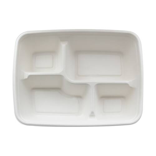 10x 20pc Partyware Durable 4 Compartment Plate 280x220mm Sugar Cane