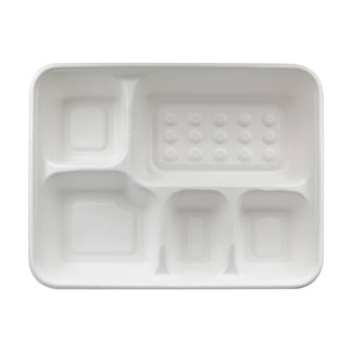 20x 20pc Partyware Durable 5 Compartment Plate 280x220mm Sugar Cane