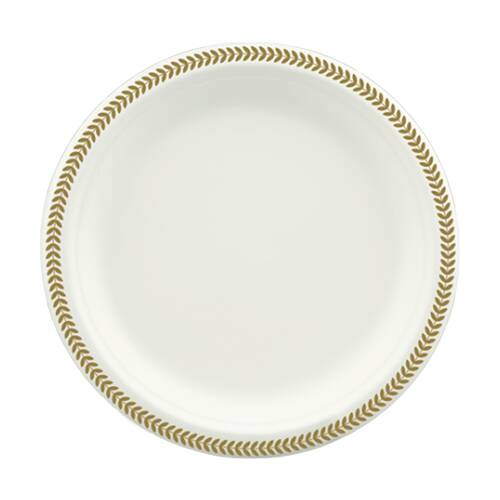 48x 10pc Partyware Earth-Friendly Durable Plate Set Gold Rim 230mm Sugar Cane