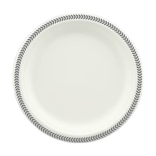 24x 10pc Partyware Earth-Friendly Durable Plate Set Silver Rim 230mm Sugar Cane