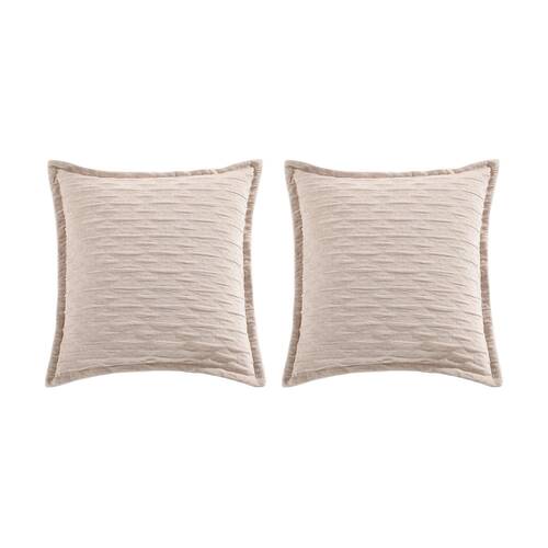 2PK Renee Taylor Marley Jacquard European Pillowcase Champagne 65x65cm