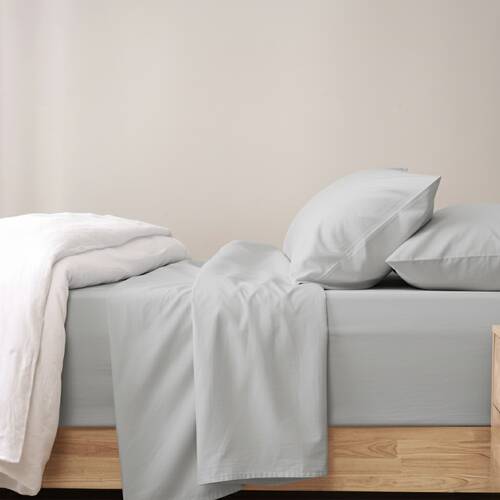 Renee Taylor 400TC Egyptian Cotton Sheet Set W/ Pillowcase Light Grey Antarctica Deep Queen