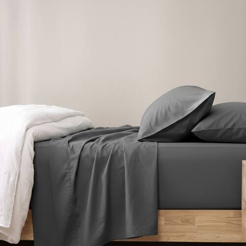 Renee Taylor 400TC Egyptian Cotton Sheet Set W/ Pillowcases Charcoal King Single