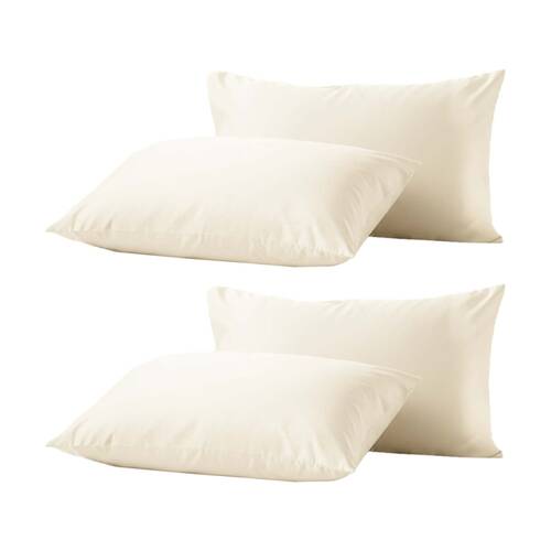 2x 2pc Renee Taylor 400TC Egyptian Cotton Standard Pillowcase Pair Vainlla