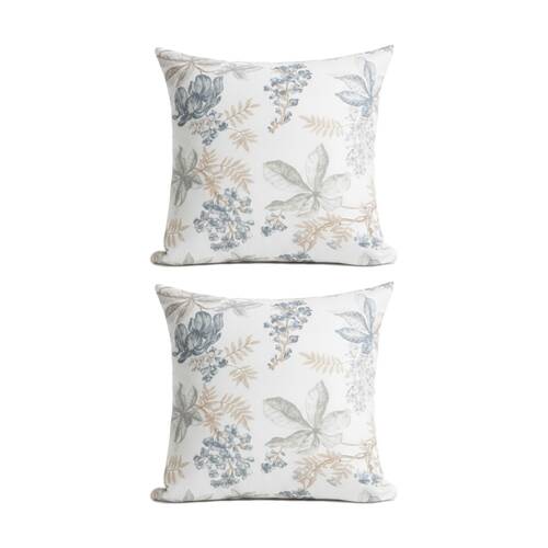 2PK Renee Taylor Textured Cotton Slub Reversible European Pillowcase Floral Vine