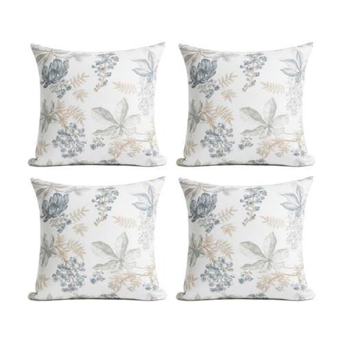 4PK Renee Taylor Textured Cotton Slub Reversible European Pillowcase Floral Vine