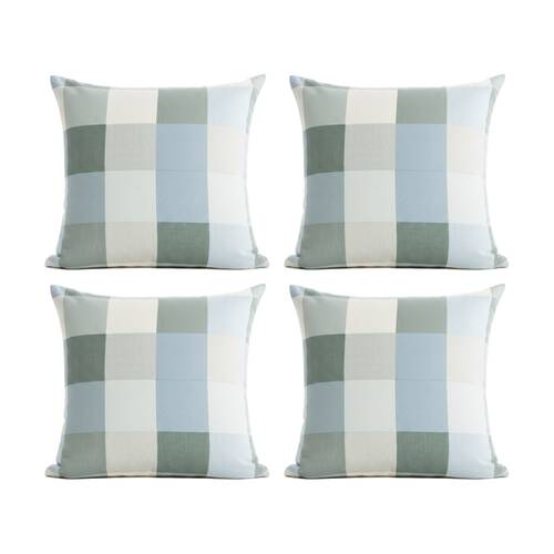 4PK Renee Taylor Textured Cotton Reversible European Pillowcase Jackson Check