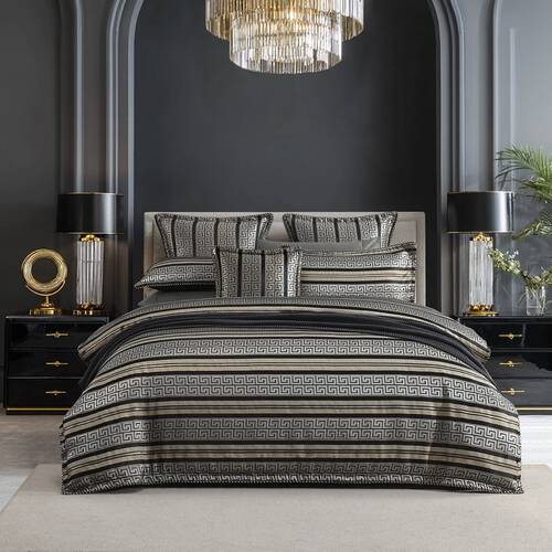 Renee Taylor Regalia Collection Mayana Quilt Cover Set Silver & Black Queen