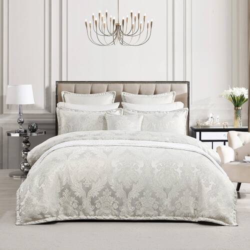 Renee Taylor Regalia Collection Amalia Quilt Cover Set White & Silver King