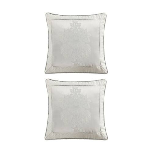 2PK Renee Taylor Regalia Collection Amalia Decor Cushion White & Silver 45x45cm